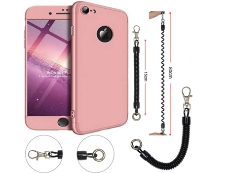 Funda iPhone 8 Slim Armor 360º con Cordón Antirrobo Rosa