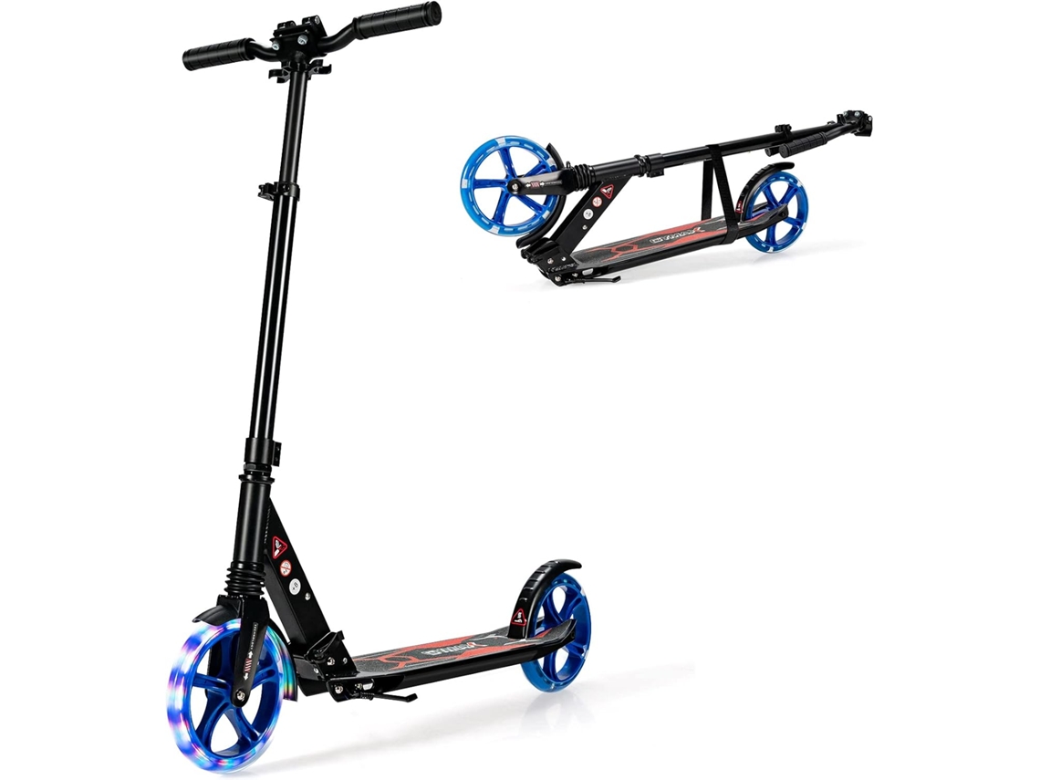 Patinete para Niños +8 Años Scooter Patín Deportivo Plegable con Luces LED y Ruedas en PU Silenciosas COSTWAY