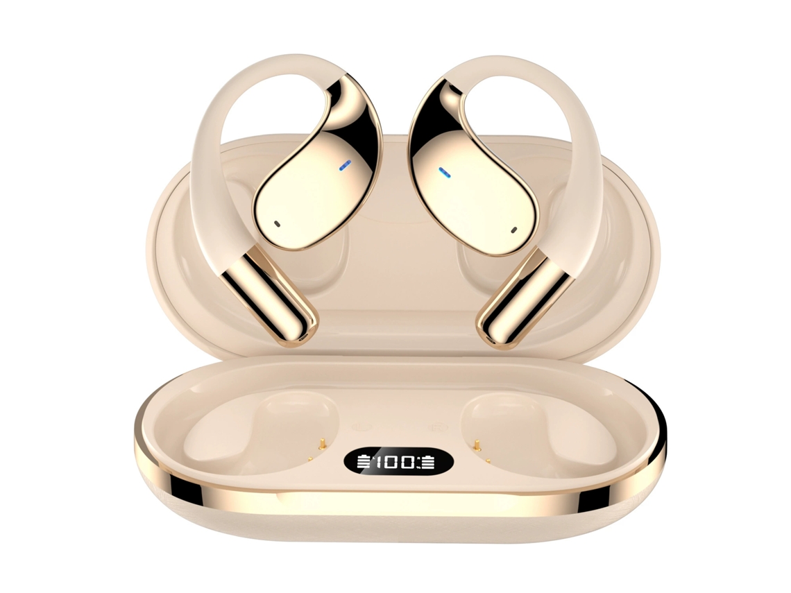 Auriculares inalámbricos con traducción por IA, pantalla de conducción de oído abierto, Bluetooth, amarillos