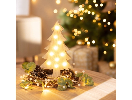 Árbol de Navidad LED LEDKIA (Beis - Madera - 33x18x5 cm)