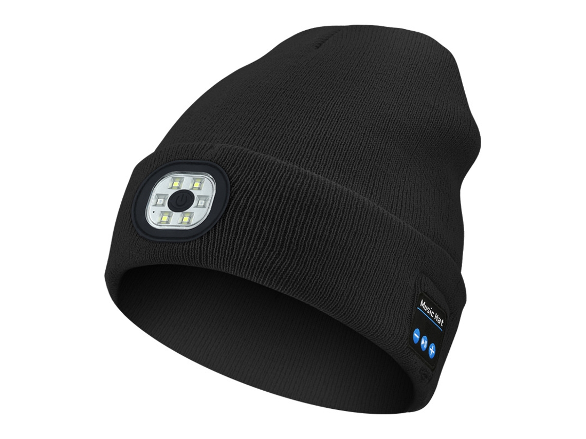 Chapéu Tricô Led Bluetooth, 4 Luzes Led, Usb Recarregável, Bluetooth 5.1