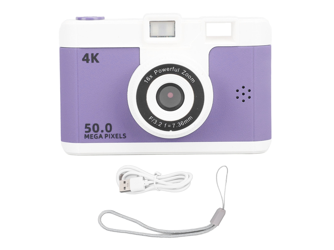 Cámara digital compacta pequeña con doble lente, inalámbrica para vlogging y vídeo.