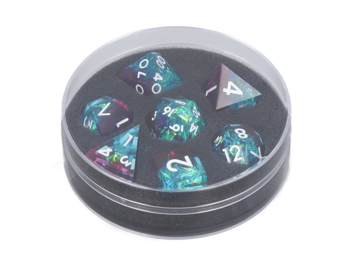 Juego De 7 Dados Poliédricos De Resina Con Bordes Afilados Para Juegos De Mesa De Rol.