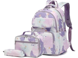 Conjunto de mochila y lonchera con estampado de grafiti para niñas, ideal para estudiantes de primaria y secundaria.