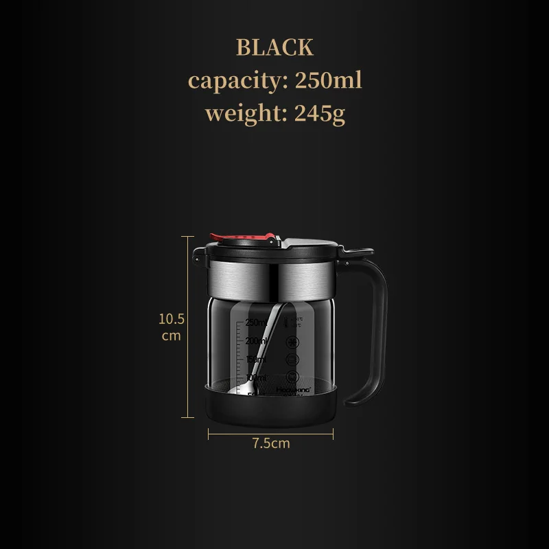 (negro, 250 Ml) Tarro De Vidrio Para Condimentos Para Almacenar Especias De Cocina, Glutamato Monosódico Y Sal.
