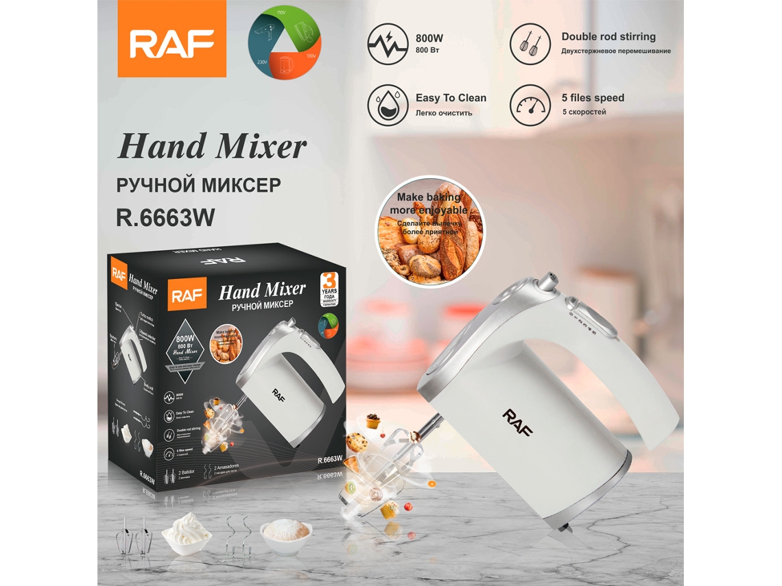 Batidora de huevos eléctrica de mano, totalmente automática, de alta potencia, con normativa europea, para batidora de crema de panadería Mdug (blanca)