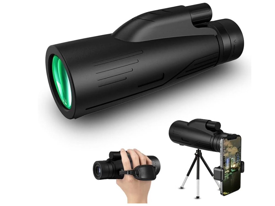 Telescopio monocular 2024 12x50 para adultos, monoculares de alta potencia con adaptador para smartphone y trípode metálico, prisma Bak4, monocular Gusshious