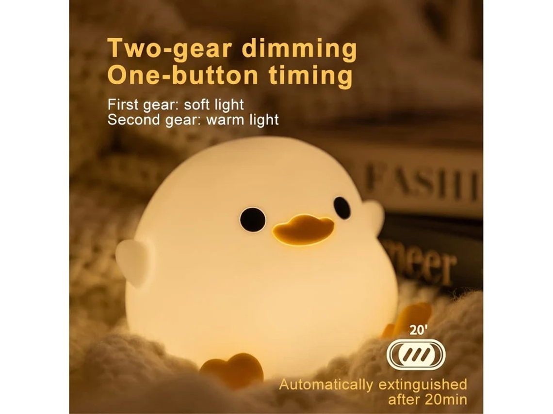 Bonita luz nocturna de pato para niños, luz de silicona suave para dormir con sensor táctil recargable por USB, luz nocturna para regalo Bestvite