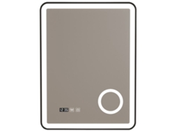 Espejo de pared con LED Pescara para baño IP65 con antivaho y lupa aluminio 70 x 50 x 4 cm Negro PRO.TEC