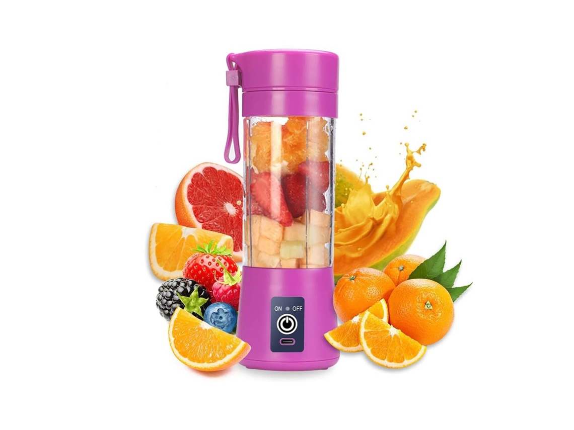 Batidora Licuadora KLACK portátil, para batidos y smoothies, 380 ml con seis cuchillas Morada