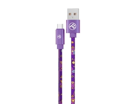 TELLUR Graffiti Cable de Datos USB a Tipo-C, 3A, 1m, violeta