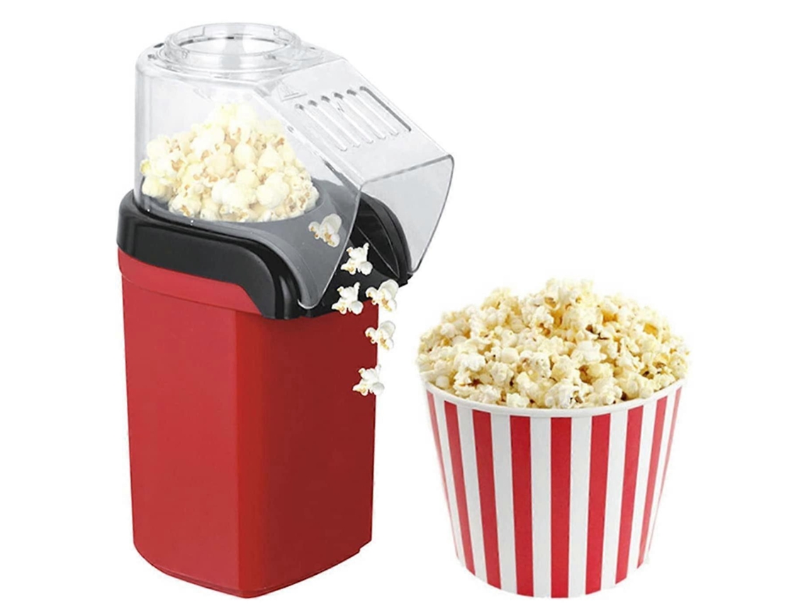 Máquina eléctrica de palomitas de maíz de aire caliente de 1200 W con vaso medidor para noches de cine en casa.
