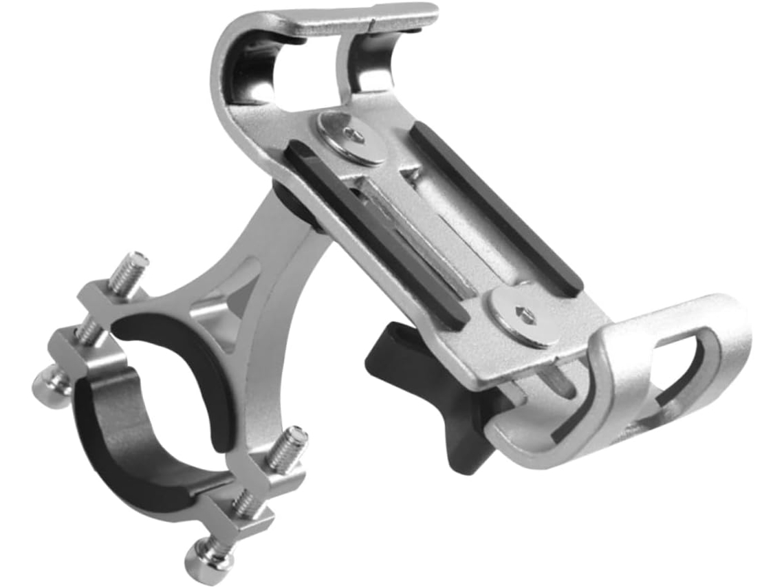 Soporte Fijo Para Teléfono De Bicicleta De Aleación De Aluminio Plateado, Apto Para Teléfonos.