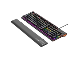 Teclado mecánico con reposamanos, teclado con cable USB, teclado RGB con eje verde, diseño ergonómico para Everley891
