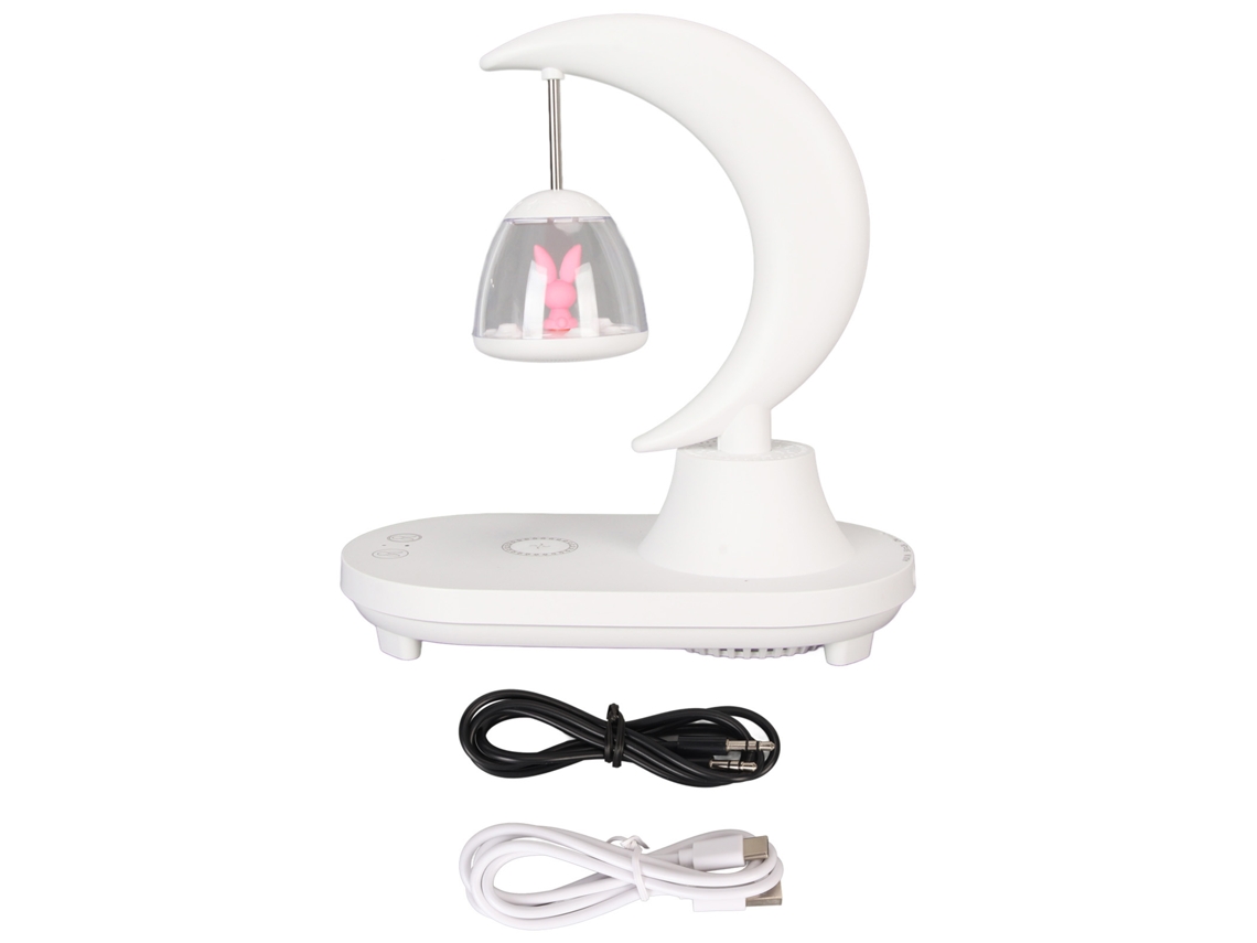 Lámpara De Noche Led De Sobremesa Con Carga Inalámbrica, Altavoz Bluetooth Y 8 Modos De Color Para La Lectura Infantil.