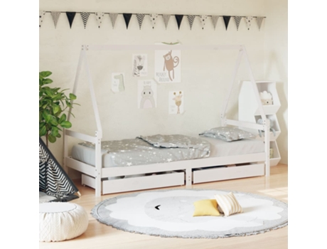 Estructura De Cama Infantil VIDAXL Blanco Madera (80x200 cm)