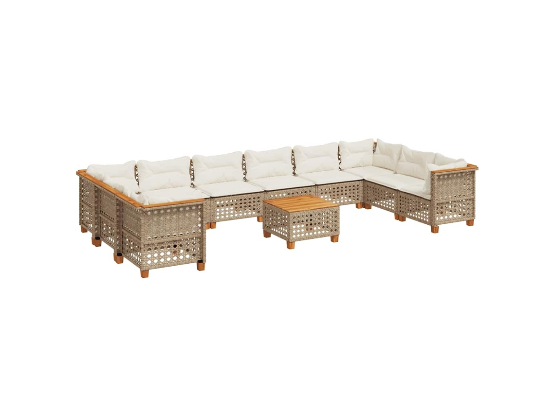 Conjunto de sofás de jardín vidaxl 11 piezas ratán/mimbre beige