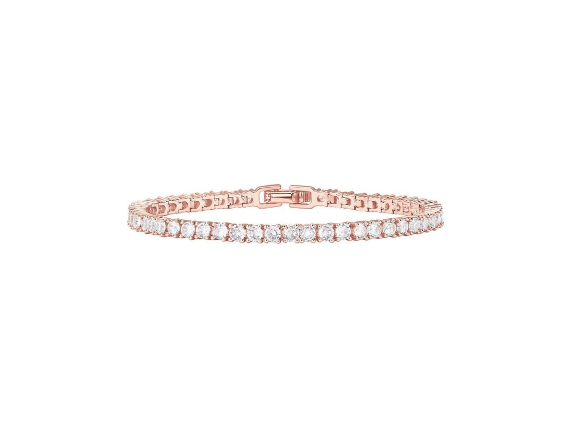 Pulsera Clásica De Tenis Con Circonita Cúbica De 3 Mm En Baño De Oro Rosa De 14 Quilates.