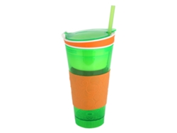 Taza de Viaje 2 en 1 para Bebidas y Meriendas, Tazas para Niños, Amarillo + Verde KOFIHETY