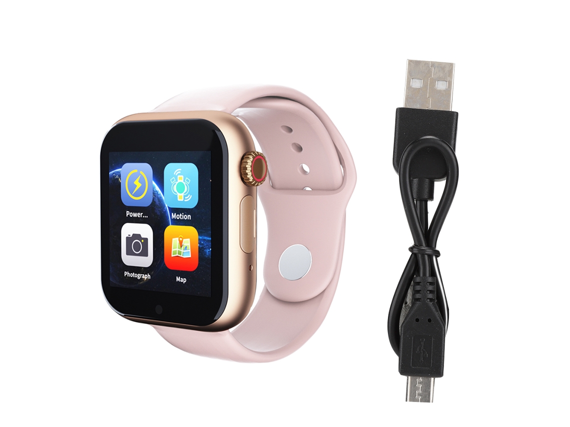 Reloj Inteligente (podómetro Deportivo, Monitor De Frecuencia Cardíaca) Reloj Inteligente Z6s Con Tarjeta Sim Reloj Bluetooth Podómetro Deportivo Frecuencia Cardíaca Rosa