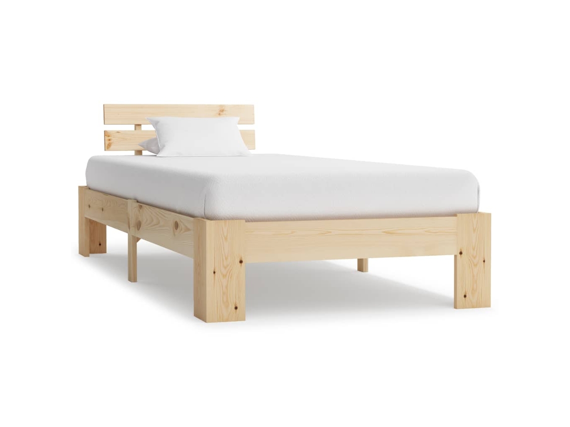 Estructura De Cama Sin Colchón Madera Maciza De Pino 100x200 Cm