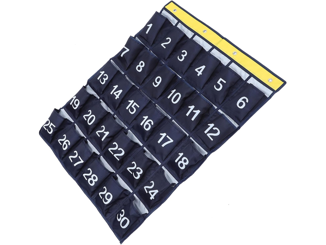 Organizador Pared Teléfono Móvil 30 Bolsillos Numerados Marco Aleación Hierro Ideal Aulas Colgar Puerta Tela