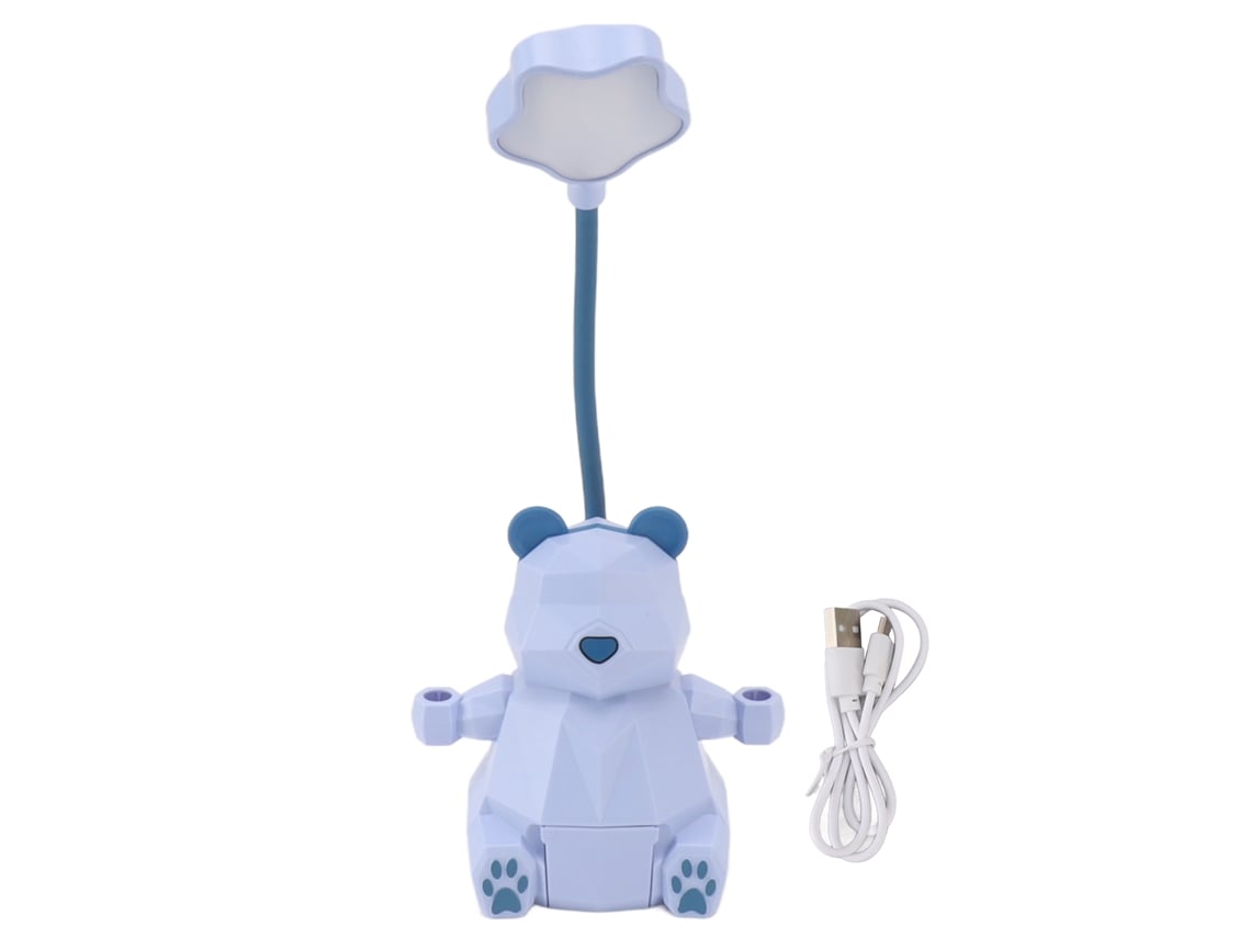 Bj-lâmpada Led De Escritório Infantil Com Estojo Para Canetas, 2 Modos, Portátil Usb, Protetor De Olhos, Urso Azul, Ideal Para Estudo E Leitura