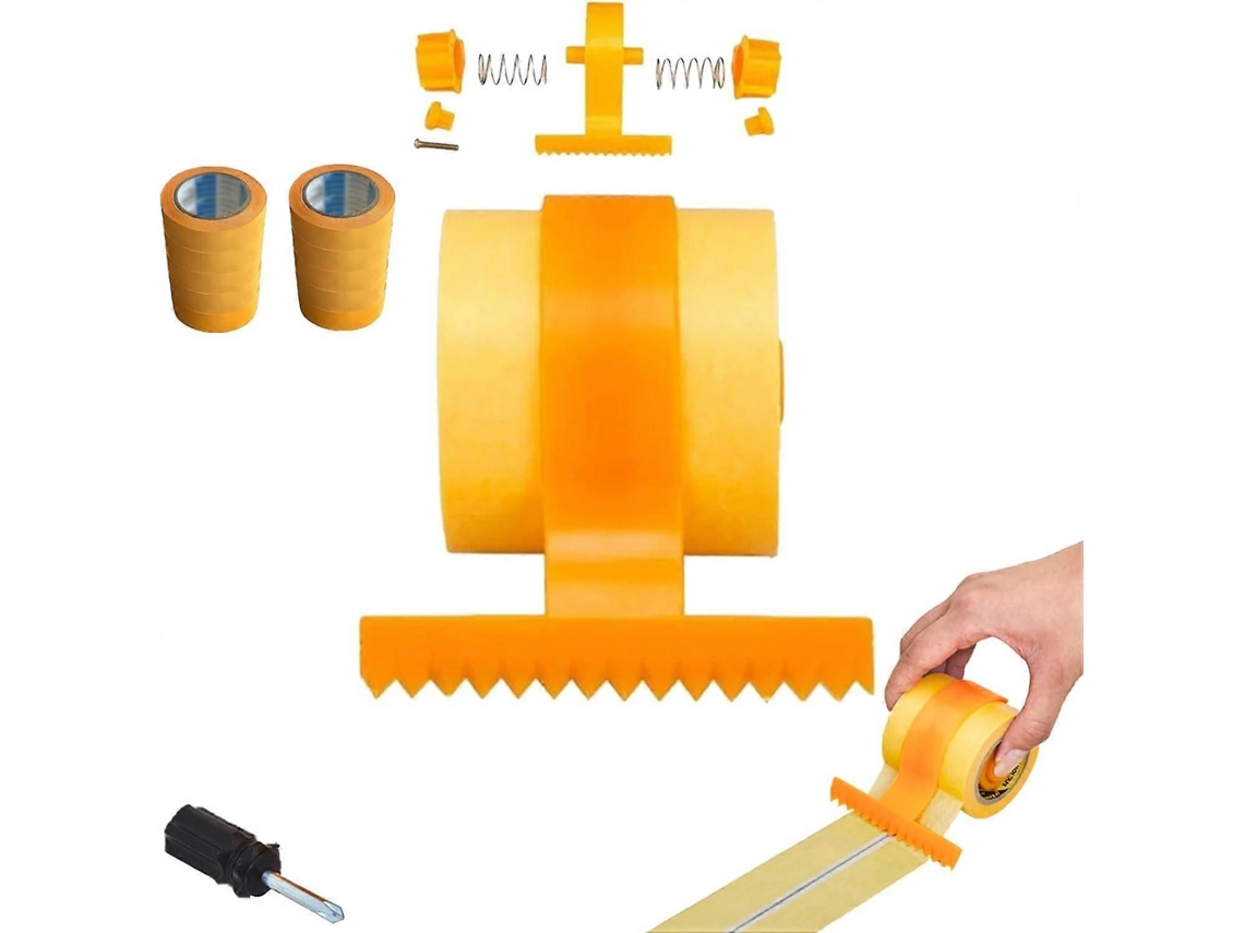 Dispensador de cinta adhesiva de doble fila con rollo, dispensador maestro de cinta adhesiva para enmascarar, kit de enmascarar portátil, asa de tracción.