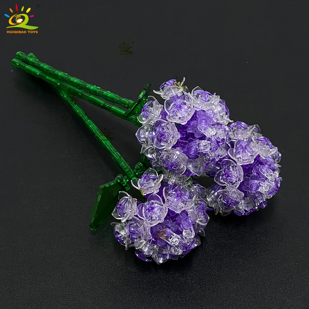 (3 flores de hortensia) Modelo de rosa falsa, bloque de construcción, ramo preservado DIY