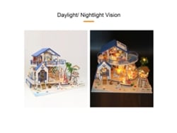 2026-kit De Casa De Muñecas Diy De Madera Con Muebles Y Luz Led Leyenda Del Mar Azul