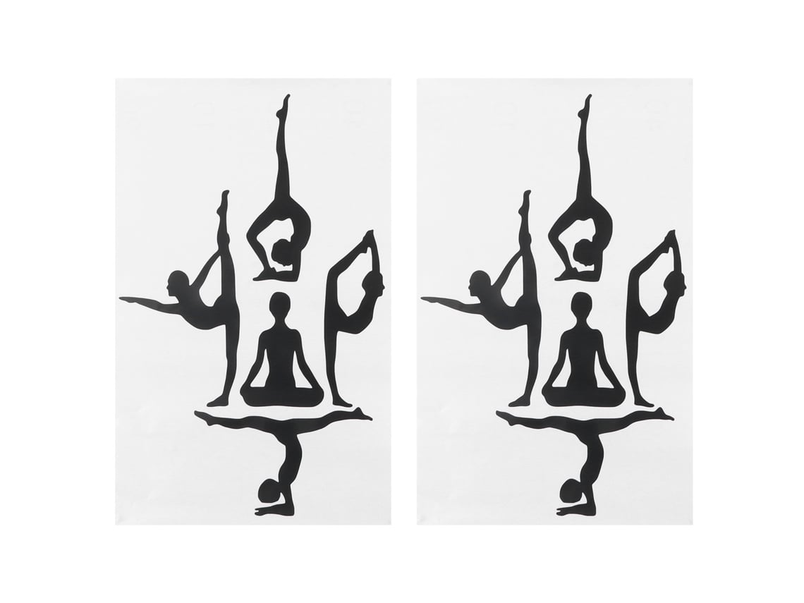 Conjunto Rebe-2 de adesivos de parede com poses de ioga para decoração de sala de estar, quarto e escritório.