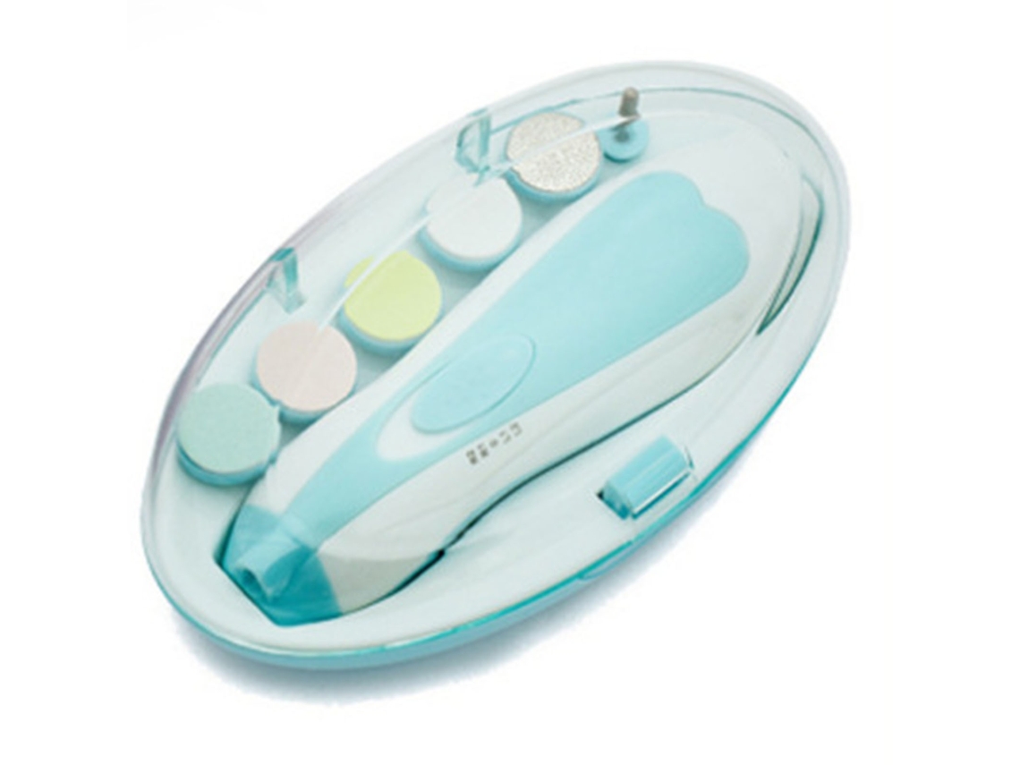 Lixadeira Elétrica Para Unhas De Bebê Com 6 Cabeças Portátil Suave Azul Para Recém-nascido Bebê Criança