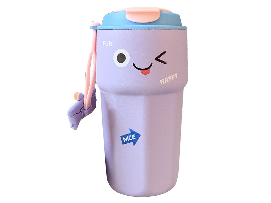 Bonita Botella Térmica De Acero Inoxidable De 450 Ml Con Doble Aislamiento Para Bebidas Calientes - Morada