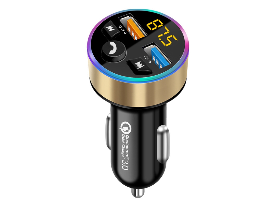 Transmisor FM Estéreo Coche Reproductor de MP3 3.1A Carga rápida Cargador USB dual Coche Bluetooth 5.0 Kit de manos libres Modulador FM (Negro) ENZONS
