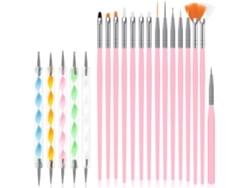 Juego 20 Piezas (15 Pinceles + 5 Herramientas) Para Arte En Uñas – Lápiz De Pintura Acrílica – Diy Y Profesional