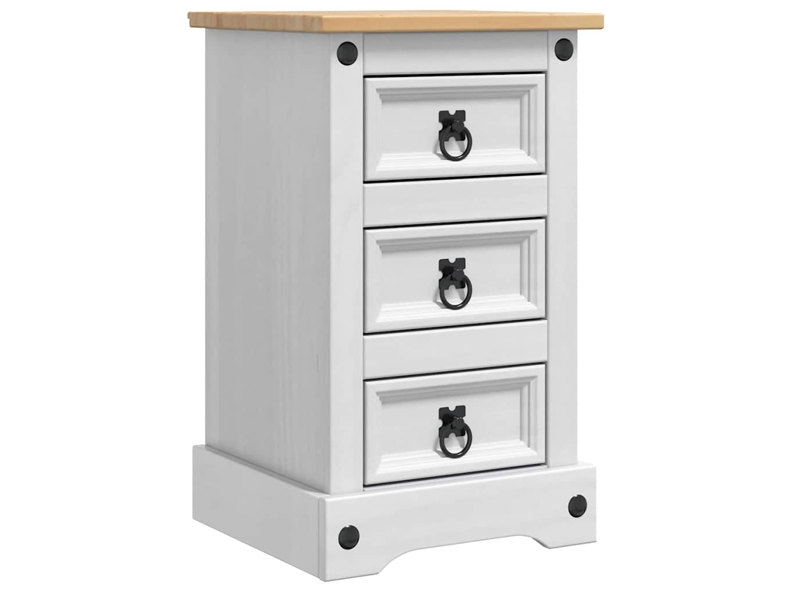 Mesita de noche blanca con cajón, 35 x 32,5 x 58 cm, MAISON EXCLUSIVE