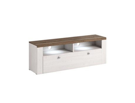 Mueble TV 1 puerta 140 cm Amaury Madera Blanca PETITS-MEUBLES