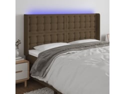 Cabecero Con Led De Tela Marrón Oscuro 183x16x118/128 Cm