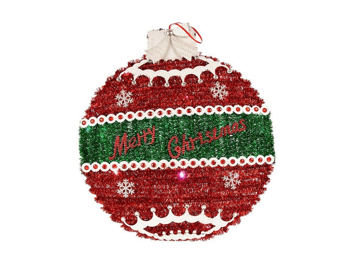 Bola de Navidad Leve Led Vermelho Prateado Blanco Plástico Polipropileno