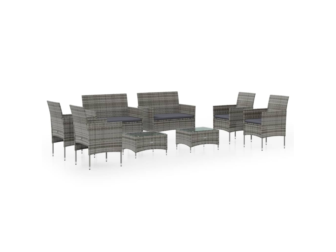 Maison Exclusive - Set De Muebles De Jardín 8 Pzas Y Cojines Ratán Sintético Gris