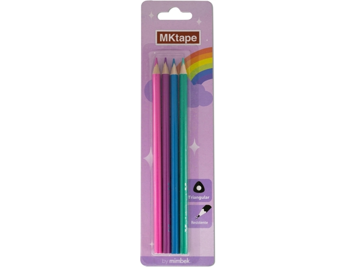 Paquete de 4 lápices de colores triangulares, mina de 3,0 mm, resistencia a la rotura, colores pastel Mktape
