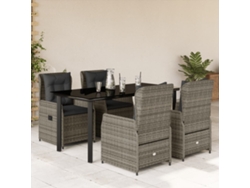 Conjunto de comedor de jardín DKD Home Decor de 5 piezas con cojines, ratán gris