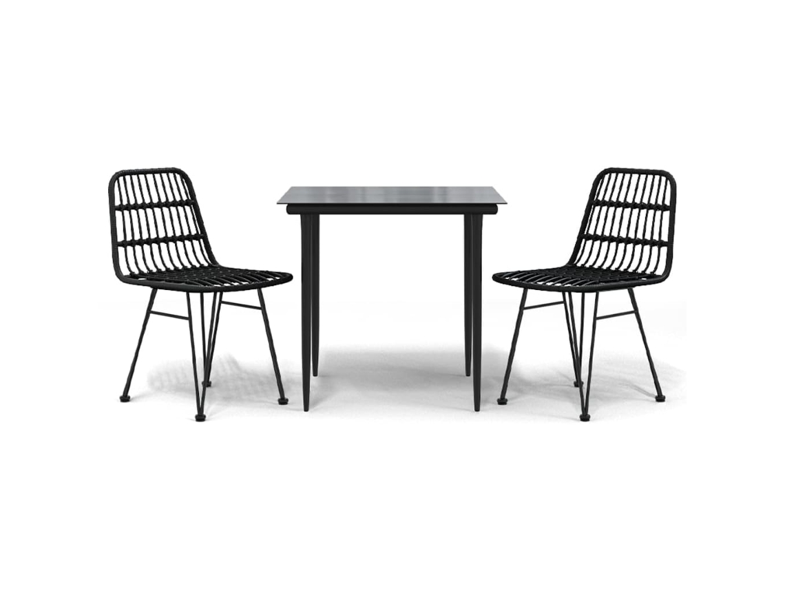 Maison Exclusive - Juego De Comedor De Jardín 3 Piezas Ratán Sintético Negro