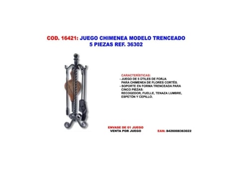 Juego chimenea modelo trenceado 5 piezas 36302