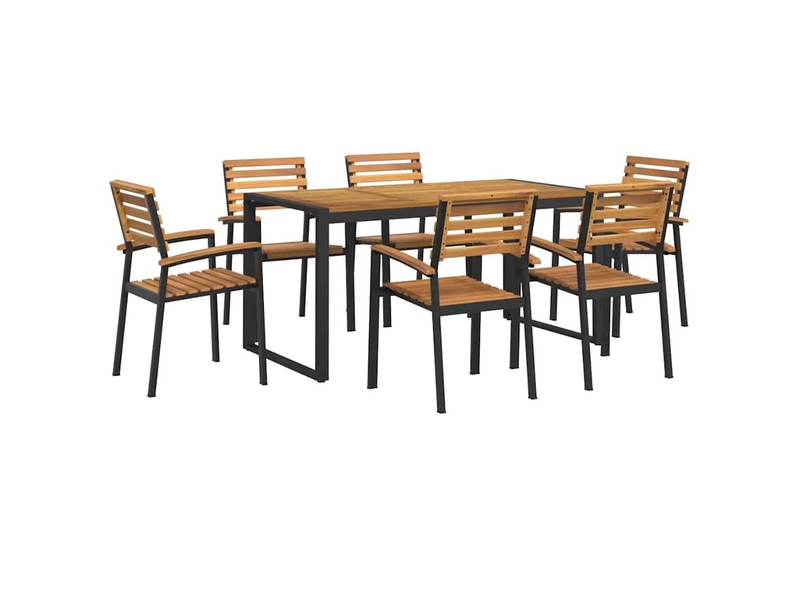 Maison Exclusive - Juego De Comedor De Jardín 7 Pzas Madera Maciza Acacia Y Metal