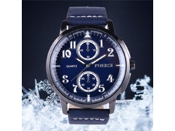 Reloj Hombre De Cuarzo Con Correa De Cuero Pu Dial Redondo Moda Azul