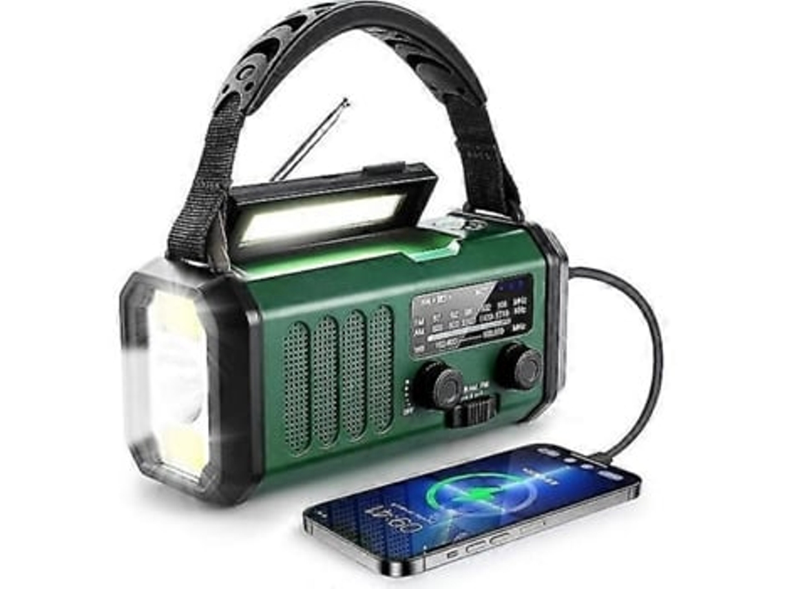Radio de emergencia con manivela, batería de 10 000 mAh, radio meteorológica NOAA/AM/FM, linterna LED y luz de lectura, alarma SOS Panoona