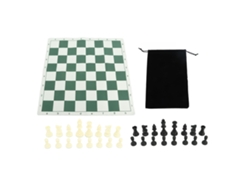 Junli-juego De Ajedrez Plástico Con Alfombrilla Y Bolsa Para Niños Y Adultos