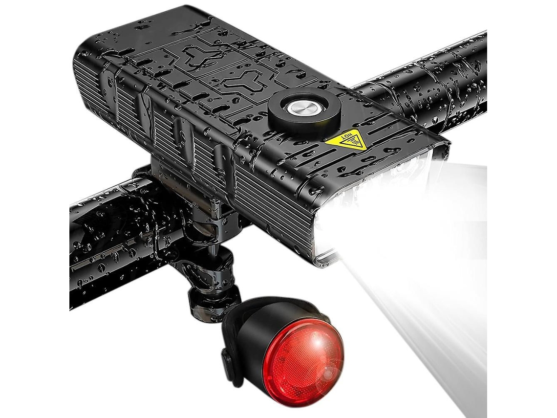 Luces De Bicicleta Potentes De 7000 Lúmenes Delanteras Y Traseras, 5 Led Superbrillantes, Recargables Por Usb E Impermeables.