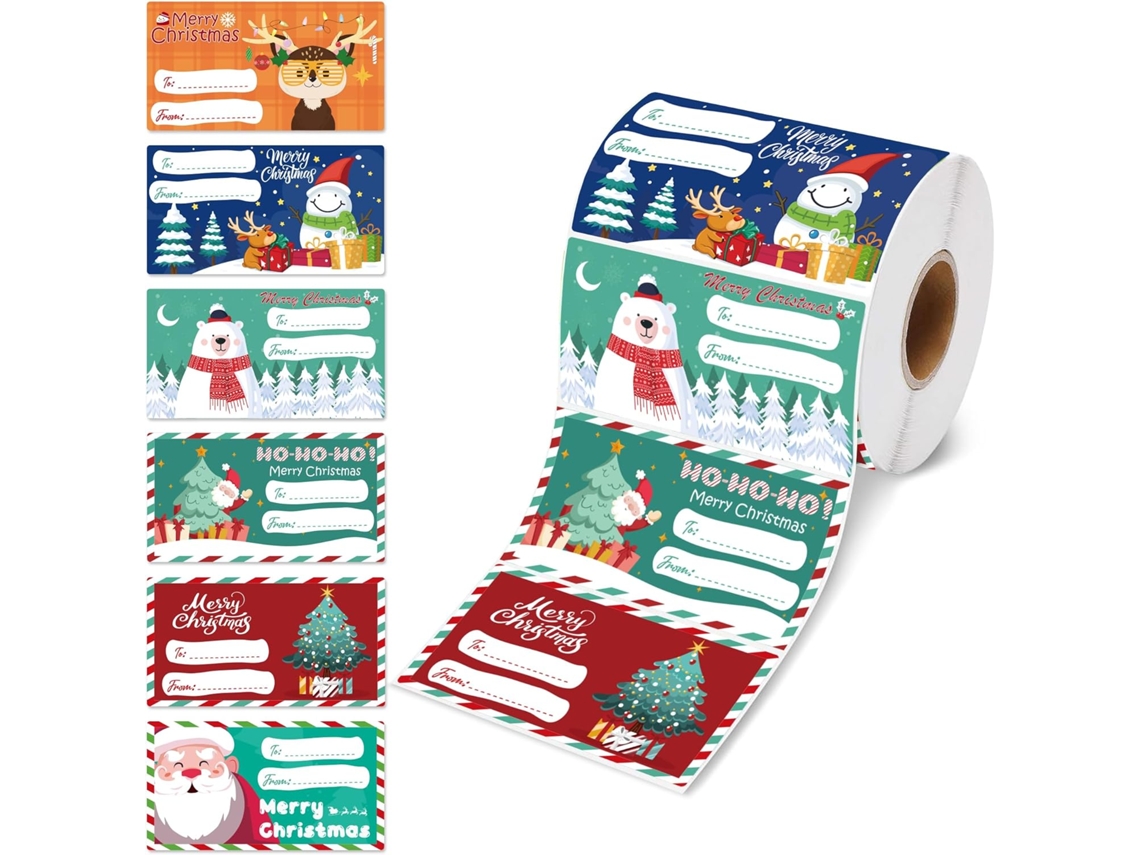 500 etiquetas de regalo navideñas, papel de regalo, decoración navideña, tamaño 7,5 cm x 4,1 cm. Viewleaf